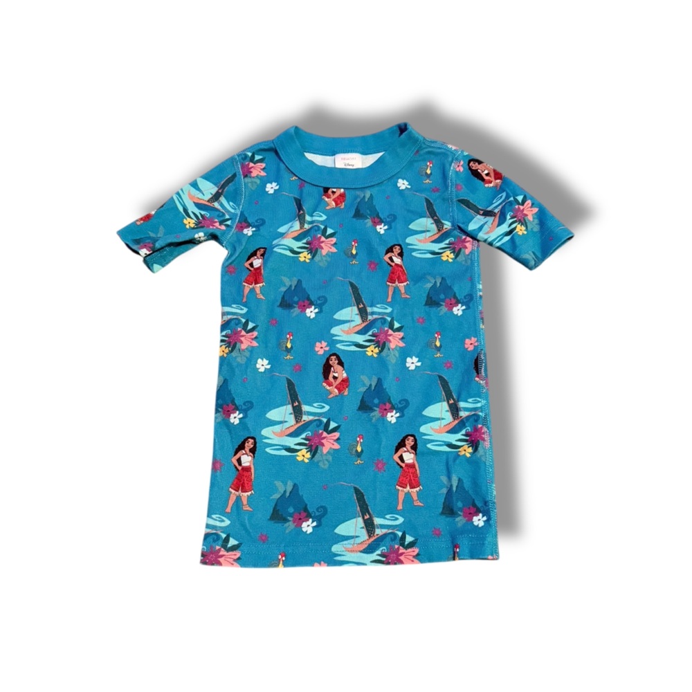 Disney Hanna‎ Andersson Moana Shirt Girls 5 Blue Short Sleeve Pajama Top